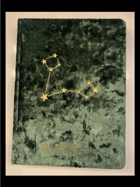 New Pisces Zodiac Velvet Hunter Green Journal Notebook- Astrology Gift